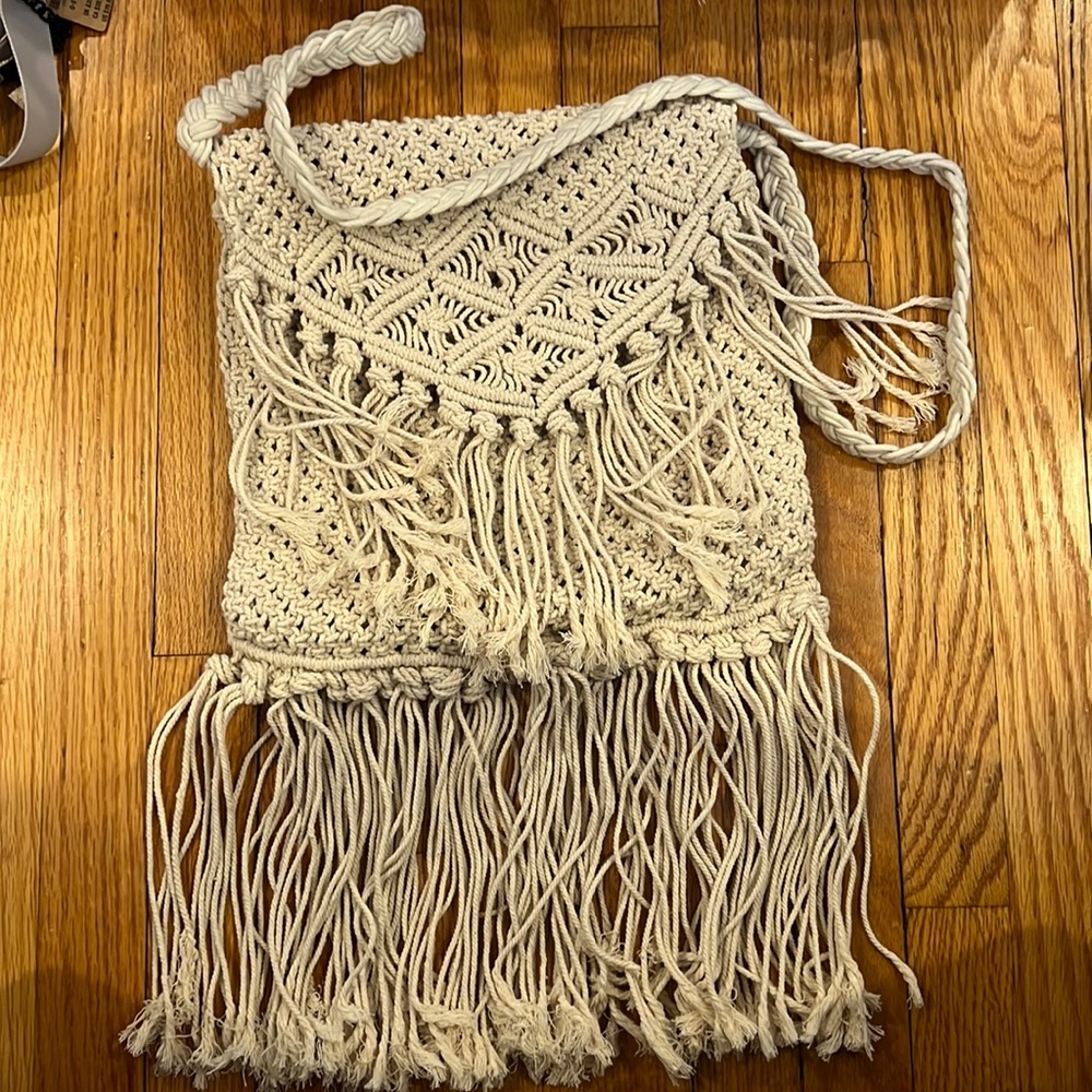 AREA Boho Crossbody Bag with Fringes